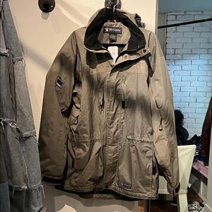 Weatherproof Khaki Outdoor Jacket wet skins heavy weight coat